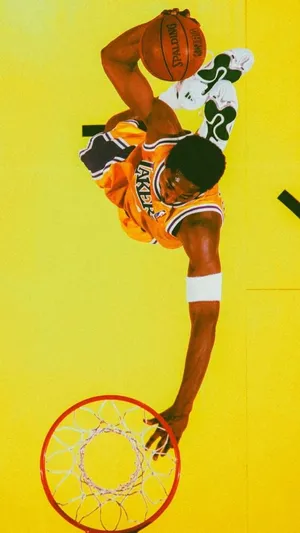 Kobe Dunking Plain Yellow Wallpaper