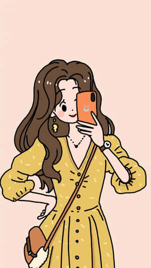 Korean Anime Girl Takes Mirror Selfie Wallpaper