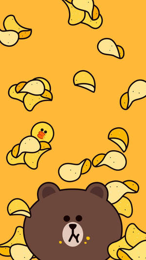 Korean Bear Eating Chips Wallpaper