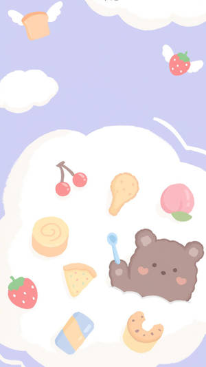 Korean Bear In Cream Cloud Wallpaper
