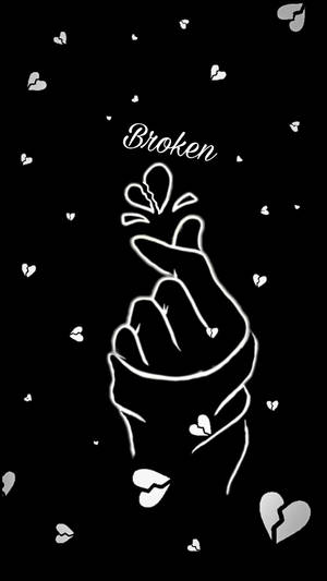 Korean Broken Heart Black Wallpaper
