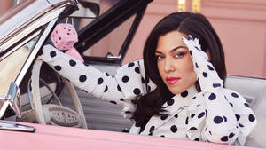 Kourtney Kardashian In Pink Car Wallpaper