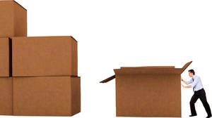 Kraft Box Man Pushing Package Wallpaper