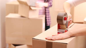 Kraft Box Moving House Packages Wallpaper