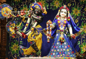 Krishna 3d Beside Female Figure Wallpaper