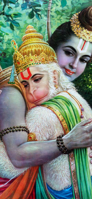 Krishna And Hanuman Art Wallpaper