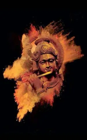 Krishna Art With Flute Wallpaper