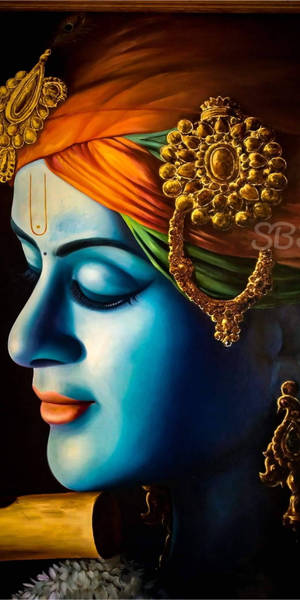 Krishna Hd Close-up Art Wallpaper
