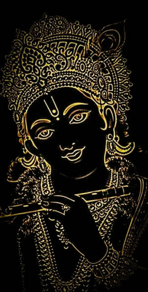 Krishna Hd Gold Black Art Wallpaper