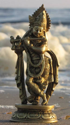 Krishna Hd Gold Figurine Wallpaper