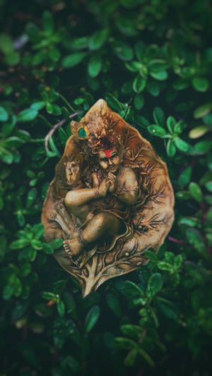 Krishna Hd Leaf Art Wallpaper