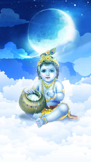 Krishna Iphone Baby On Clouds Wallpaper