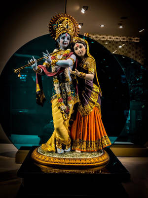 Krishna Iphone Statue In Museum Wallpaper