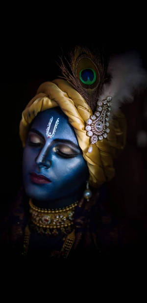 Krishna Phone Blue Face Wallpaper