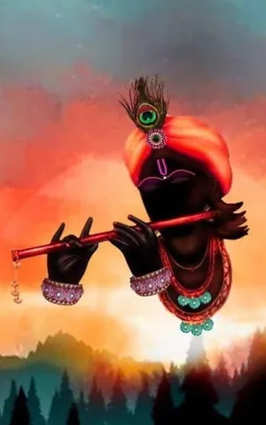 Krishna Re-imagined With Flute Wallpaper