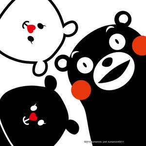 Kumamon With Two Cartoon Bears Wallpaper