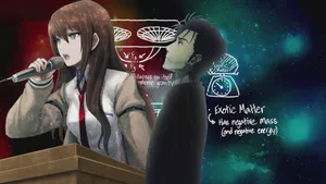 Kurisu Makise And Rintarou Okabe Of Steins Gate Wallpaper