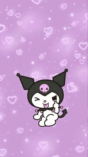 Kuromi Iphone Winkin Tongue Wallpaper