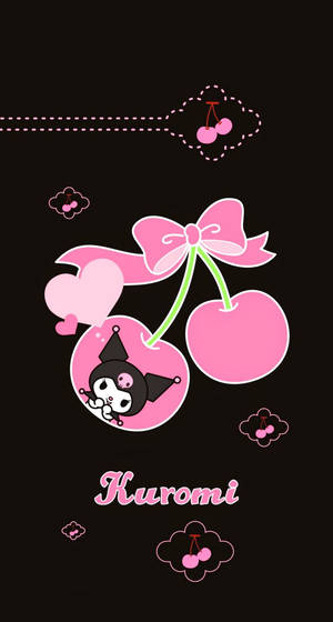 Kuromi On A Pink Cherry Wallpaper