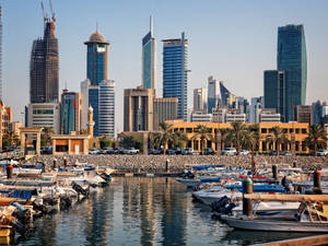 Kuwait Port With Small Boats Wallpaper