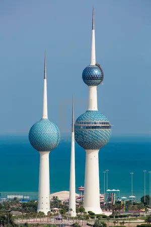 Kuwait Towers By The Ocean Wallpaper