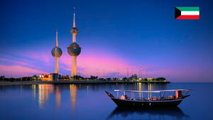 Kuwait Towers Facing The Sea Wallpaper