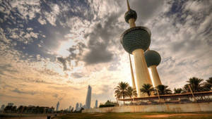 Kuwait Towers White Clouds Wallpaper