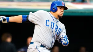 Kyle Schwarber In Action Wallpaper