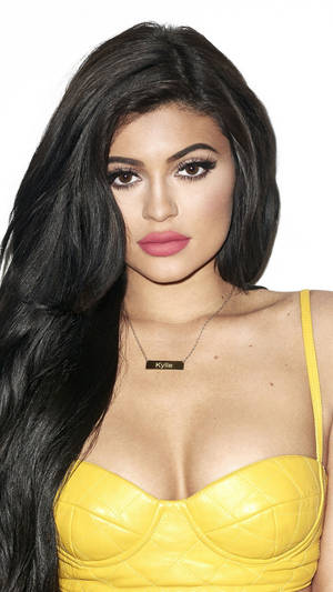 Kylie Jenner In Yellow Brassiere Wallpaper
