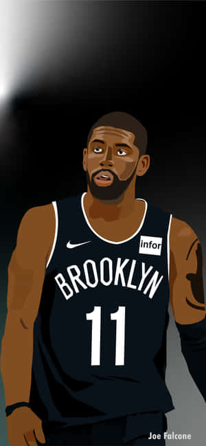 Kyrie Irving Electrifying The Fans With A Spectacular Dunk While Sporting The Brooklyn Nets Jersey Wallpaper