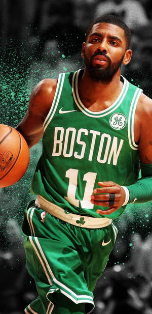 Kyrie Irving In Green With Ball Wallpaper