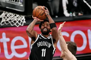 Kyrie Irving In His Debut As A Brooklyn Nets Player Wallpaper