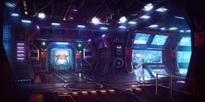 Laboratory, Sci-fi, Art, Man, Monitors, Light Wallpaper