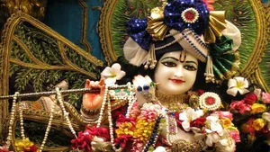 Laddu Gopal Statue With Blue Headdress Wallpaper