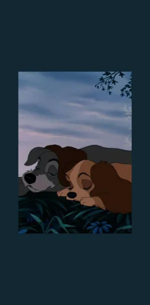 Lady And The Tramp Sharing A Romantic Spaghetti Dinner Wallpaper