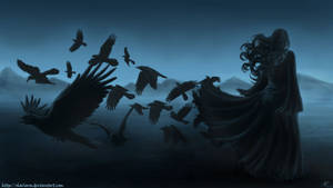 Lady Raven And Flock Hd Wallpaper