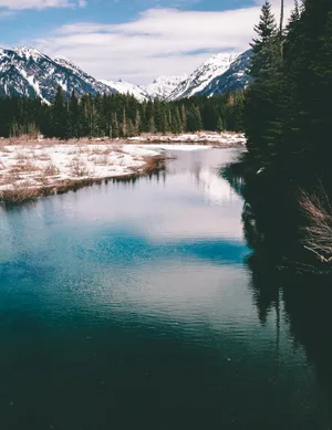 Lake And Mountain In April Wallpaper