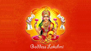 Lakshmi Devi Orange Background Wallpaper
