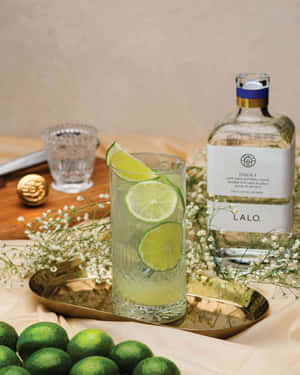 Lalo Tequilawith Lime Cocktail Setup Wallpaper