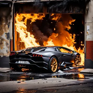 Lamborghini_ Aventador_ Engulfed_in_ Flames Wallpaper