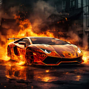 Lamborghini Aventador Engulfedin Flames Wallpaper