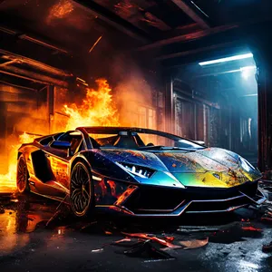 Lamborghini Aventador Engulfedin Flames Wallpaper