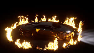 Lamborghini Encircled By Flames Wallpaper