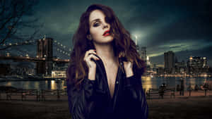 Lana Del Rey Brooklyn Bridge Nighttime Wallpaper