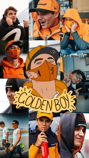 Lando Norris Golden Boy Collage Wallpaper