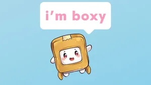 Lankybox Boxy On Blue Backdrop Wallpaper