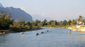 Laos Nam Song River Wallpaper