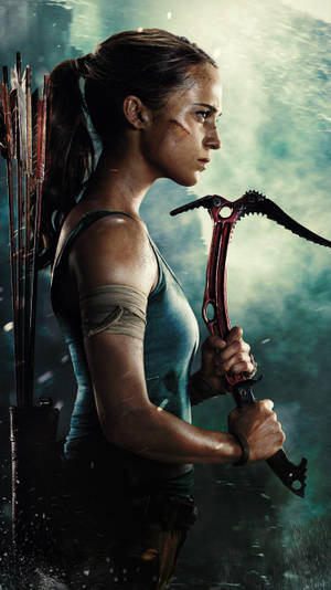 Lara Croft Axe Tomb Raider Iphone Wallpaper