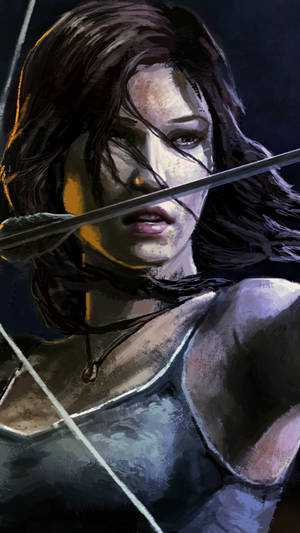 Lara Croft Iphone Shoot An Arrow Wallpaper