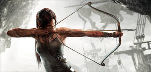 Lara Croft Shooting Arrow Tomb Raider Wallpaper